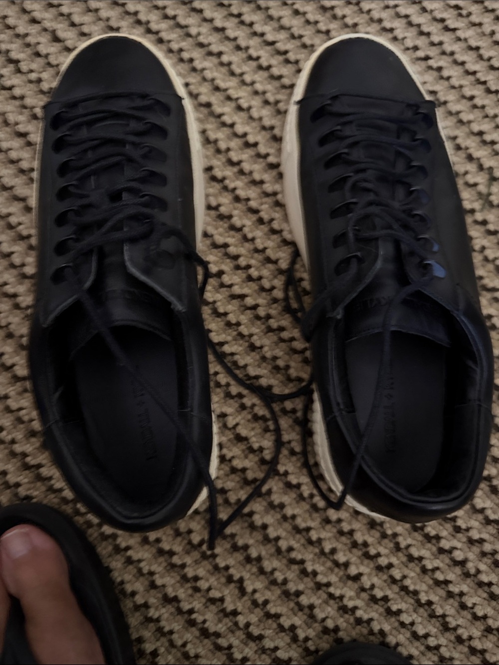 Kendall & Kylie Black Leather Low-Top Sneakers with Cream Sole